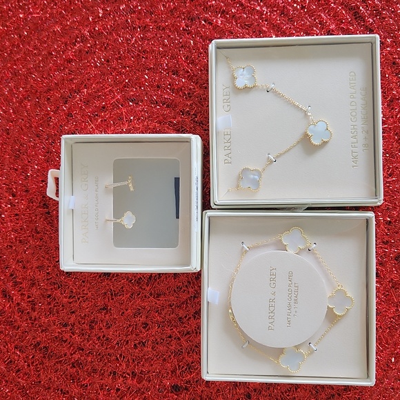 NWT. Elegant Parker and Grey  14 kt flash gold plated unique set - Picture 1 of 11